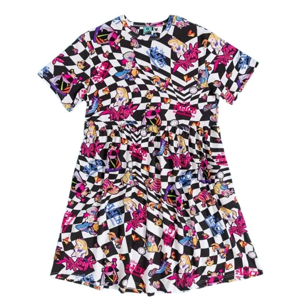 Alice In Wonderland Womens/Ladies Checked All-Over Print Smock Dress / Multicolo
